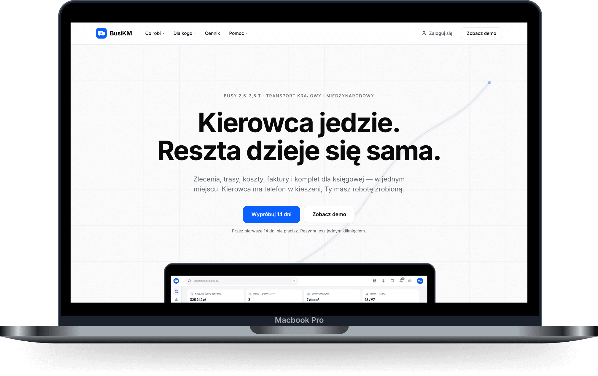 Strona główna busikm.pl na MacBooku Pro