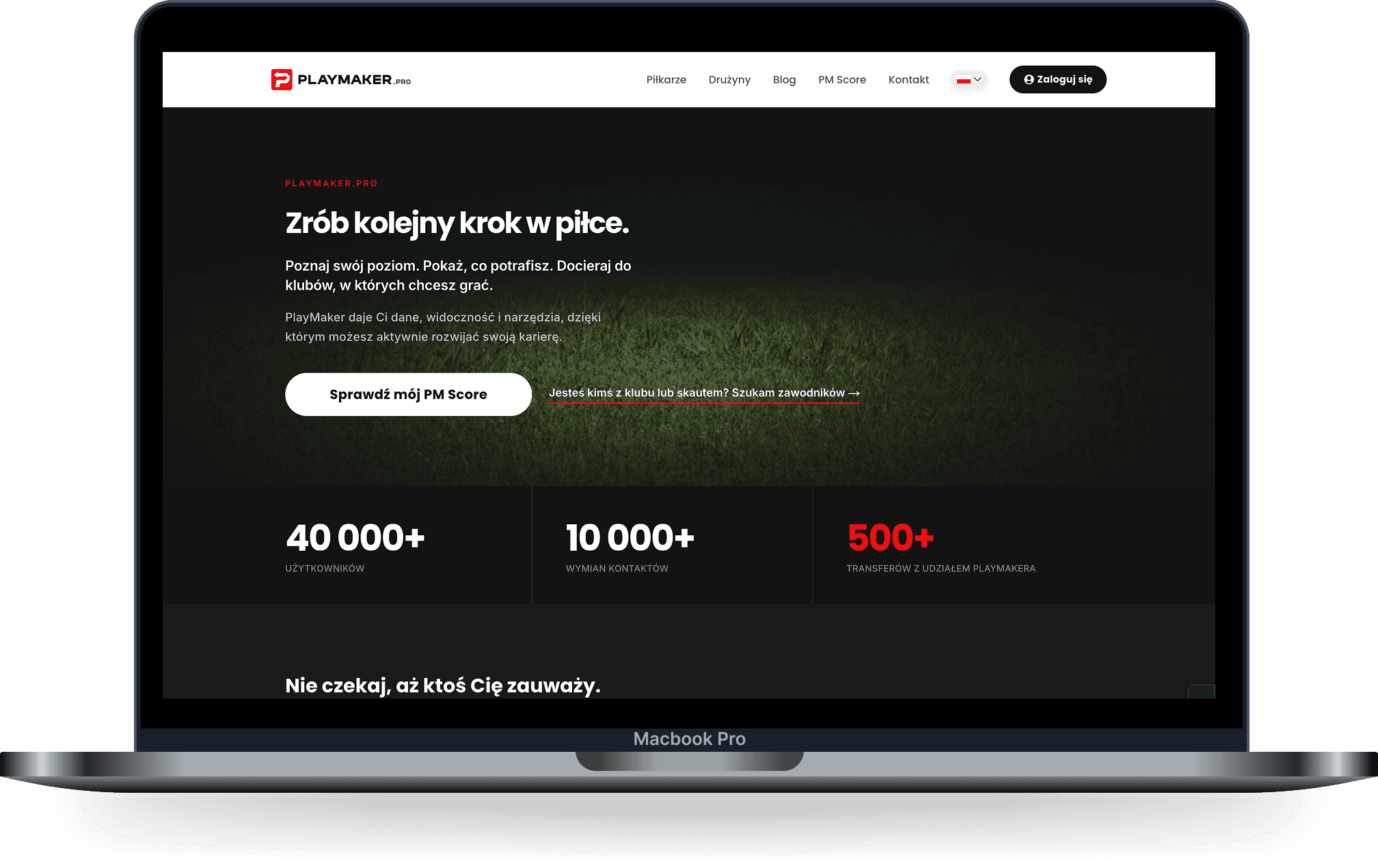 Strona główna playmaker.pro na MacBooku Pro